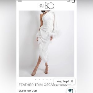 Stunning PatBO ostrich feather trimmed white dress